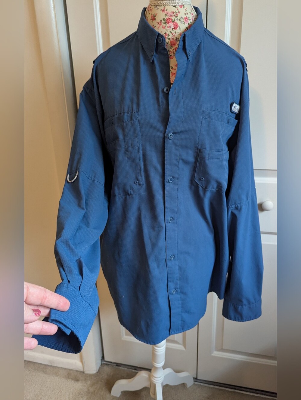 (1) Columbia PFG Tamiami Long Sleeve Shirt Omni-Shade Blur Large Fishing Gear